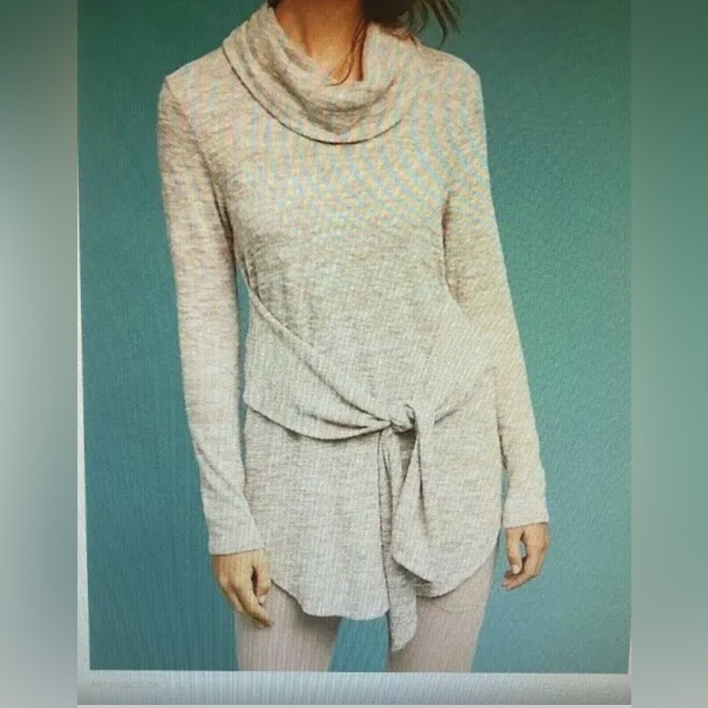 Cowlneck Sweater with Front Tie